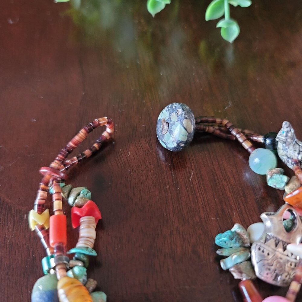 Multi Strand Native American Style Chip Bracelet Kokopelli Wedding Vase Turquois - Picture 6 of 8